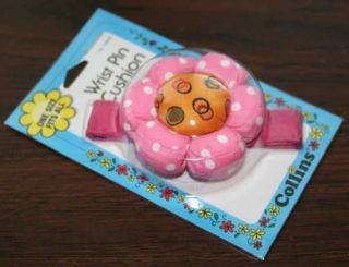 collins pink flower wrist pin cushion quilt sew notion returns 