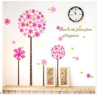 PINK Fkying FLOWER TREE Girl Kids Bedroom Nursery Removable Wall 