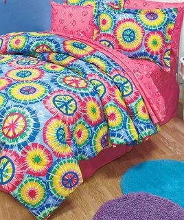 vibrant colors peace sign 2 pc twin comforter bed set