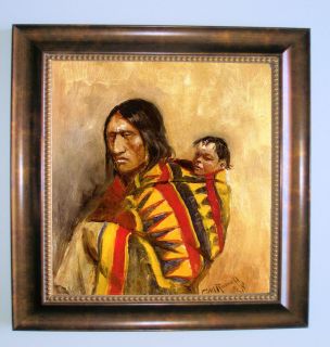 CM Russell Stone in Moccasin Woman circa 1888 1890   Brown Framed 