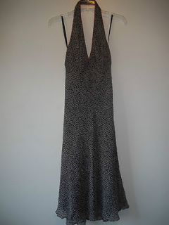 ry) BCBG Paris black pink gray geometric 100% silk halter summer dress 