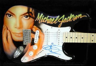 MICHAEL JACKSON Autograph AIRBRUSH Signed Guitar PSA/DNA UACC RD COA