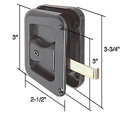 Black Sliding Screen Door Latch and Pull w/ 3 Screw Holes for Hat 