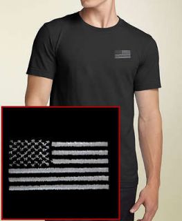 blacked out american flag embroidered black t shirt usa