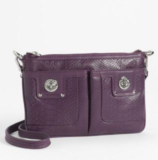 NWT MARC BY MARC JACOBS Turnlock Percy Purple Leather Python Embossed 