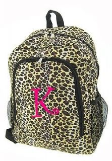 Personalized Backpack Book bag tote Leopard PRINT black trim NEW 