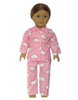 2PCs Doll Clothes Outfits pajamas for 18 american girl new Pink