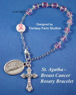 breast cancer st agatha rosary bracelet beautiful 