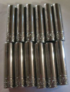 Lot of 12 S K Tools 1/4 Drive 5/16 Deep Well Sockets 12 point Model 
