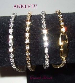 Petite Tennis Anklet / Ankle Bracelet Clear Crystal 10 Gold 