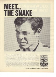 1969 Pennzoil Racing Oil Meet The Snake Don Prudhomme NHRA Ad
