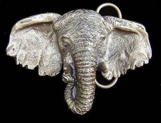 awesome 3d elephant head belt buckle antique brass new
