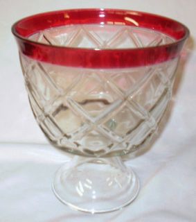 Vintage Indiana Glass Ruby Flashed Center Bowl / Compote / Punch Bowl