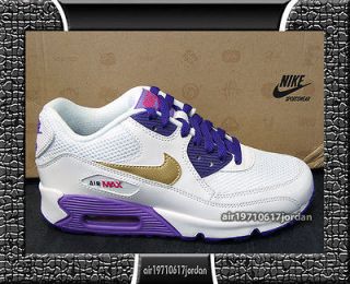 2012 Nike Air Max 90 GS White Metallic Gold Purple 345017 112 US 4~7Y 