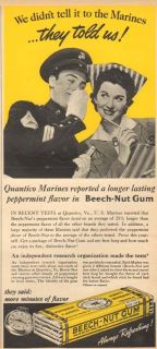   BEECH NUT Gum USMC Marines QUANTICO VA Taste Test CONFECTION Ad