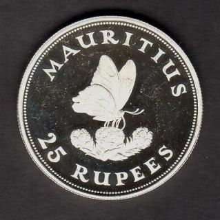   1975 25 RUPEES SILVER IMPAIRED PROOF BUTTERFLY SEE PICTURES