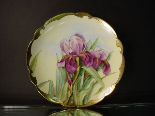 Pickard China Hand Painted Art Nouveau Irises 8 3/4D Plate Signed F 