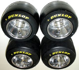 Set of New Dunlop Racing Go Kart Tires & Used Polished Wheels