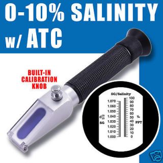 New Handheld Salinity Refractometer 0 10% with ATC Aquarium Salt 