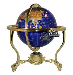 13 Tall bahama blue pearl swirl tripod gold table top gemstone world 