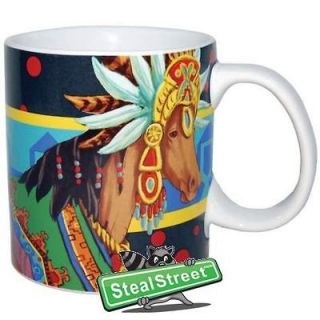 14 ounce Brown Horse Wearing Aztec Headdress And Blanket Coffee Mug