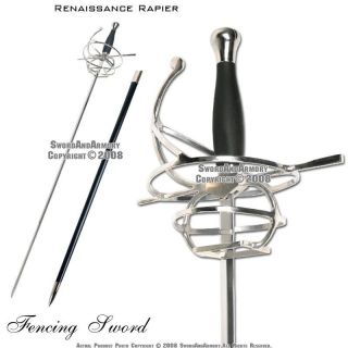 renaissance rapier fencing sword w swept hilt guard time left