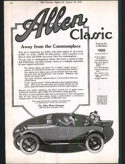   ad Car Auto Automobile Allen Classic $850 Edison Phonograph Zenatello