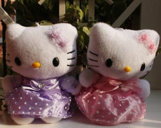 New 2PCS Hello Kitty Purple &Pink Plushies Dolls Girls best gift~free 