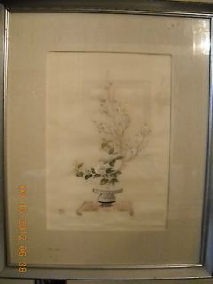 vintage chinese silk embroidery framed art chop mark time left