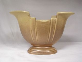 Vintage Red Wing Rumrill Pottery Art Deco Mid Century Tan Vase Signed 
