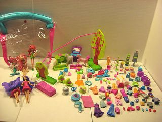 LOT 125 Polly Pocket mannequin DRESSING TABLE popcorn clothes DOLL 