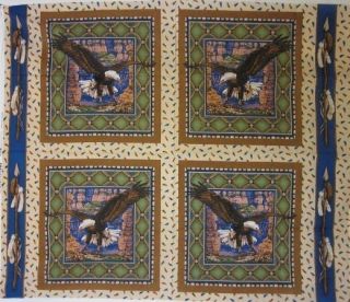 Quilting Fabric Pillow Panel Quilt Squares Sacred Wings Eagle Native 