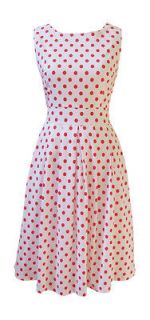 50 s style white red polka dot day dress size 16 new