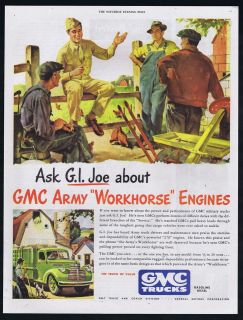 1946 GMC Truck U.S Army GI Joe Soldier Workhorse Engine Print Ad