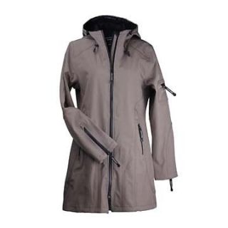 ilse jacobsen 3 4 length softshell raincoat in dark ash