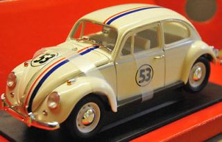   HERBIE VW Beetle diecast model rally car cream No.53 118th scale