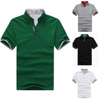 Casual Mens Slim Short Sleeve V Neck Polo T Shirt Top Tee Blouse 4 
