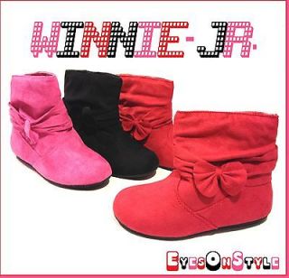 New Child Jr Toddler Girls Kids Comf FLAT Suede Winter Ankle Boot Shoe 