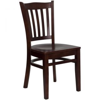   Series Mahogany Finished Vertical Slat Back Wooden Restaurant Chair