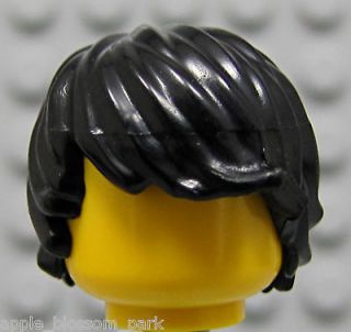 NEW Lego Boy Minifig Tousled BLACK HAIR Side Swept  Minifigure Head 