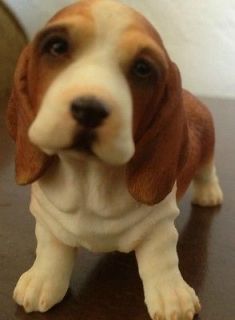 BASSET HOUND PUPPY COLLECTIBLE POLY RESIN STATUE FIGURINE PET DOG 