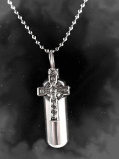 Cut Design Cross Cremation Jewelry Keepsake Urn With 20 Necklace 