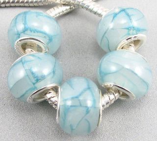 Silver Core Spacers Crackle Lucite RESIN Beads Fit Charm Bracelet 