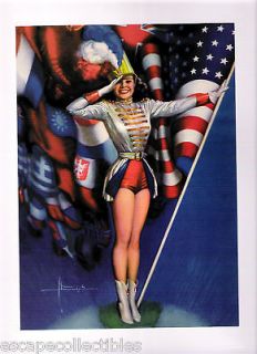 Rolf Armstrong Pin Up Girl Winning Combination Band Flag Color Guard 