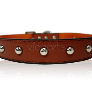 17 21 brown leather studded dog collar large time left