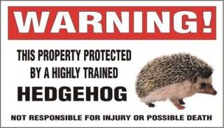 Newly listed Warning DECAL trained HEDGEHOG pet bumper or window 