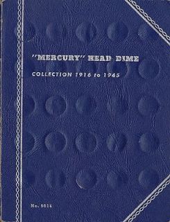 1916 DATE MERCURY HEAD & ROOSEVELT DIME USED COIN ALBUM FOLDER VOLUME 