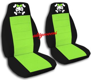 cool set girly skull car seat covers black/green,MORE COLORS&BACK SEAT 