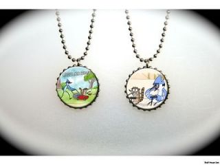 regular show mordecai and rigby set a 2 sided necklace