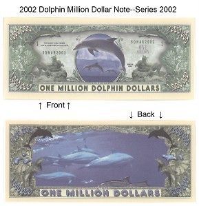 one million dolphin dollars bill notes 2 for $ 1